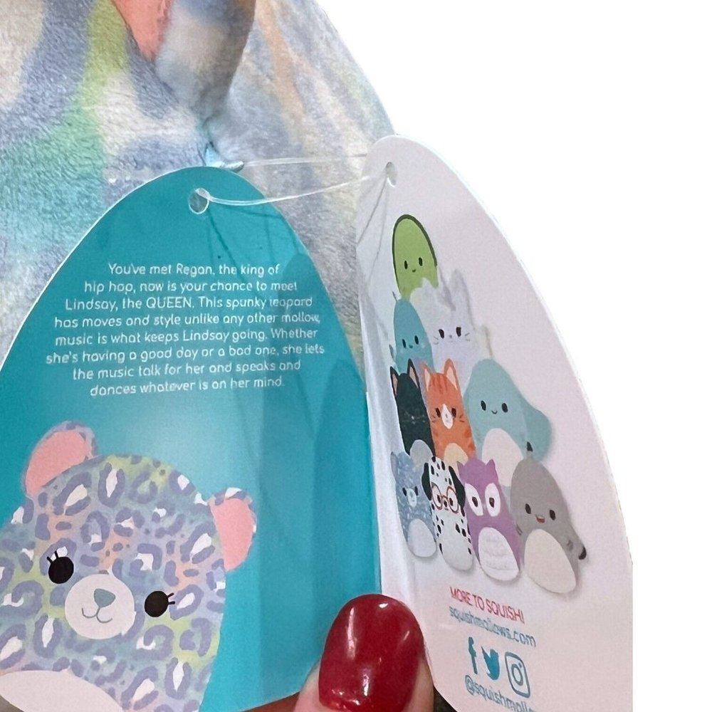 Squishmallows Lindsay the Leopard Cheetah 8” Colorful Kellytoy Plush NWT Kids - Picture 4 of 10